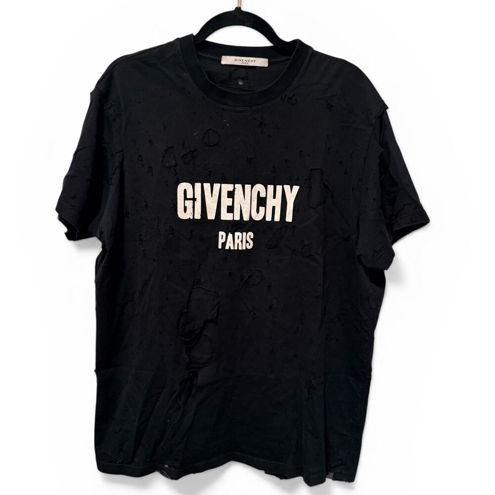 Givenchy Paris Distressed Logo Tee Oversized XS Black